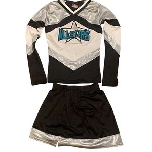 Alleson Cheerleader Costume Green White Black Silver Small
